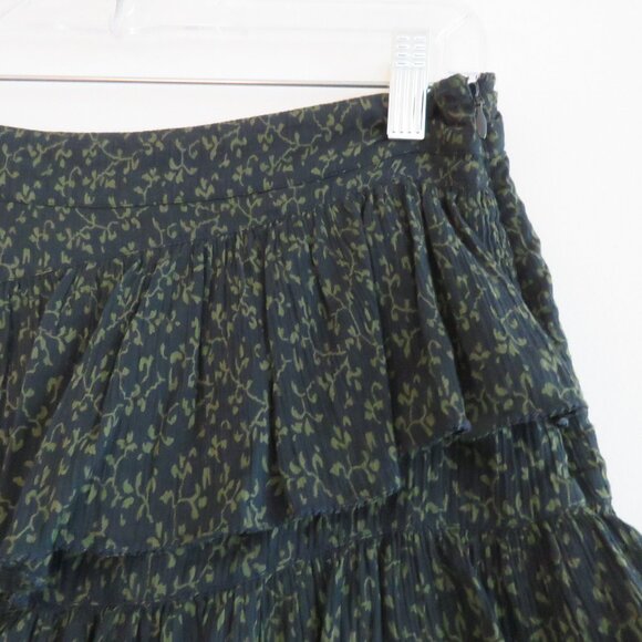 ULLA JOHNSON Ella Tiered Micro Dark Floral Ruffle Crepe Skirt Academia Boho 4 - Picture 5 of 11